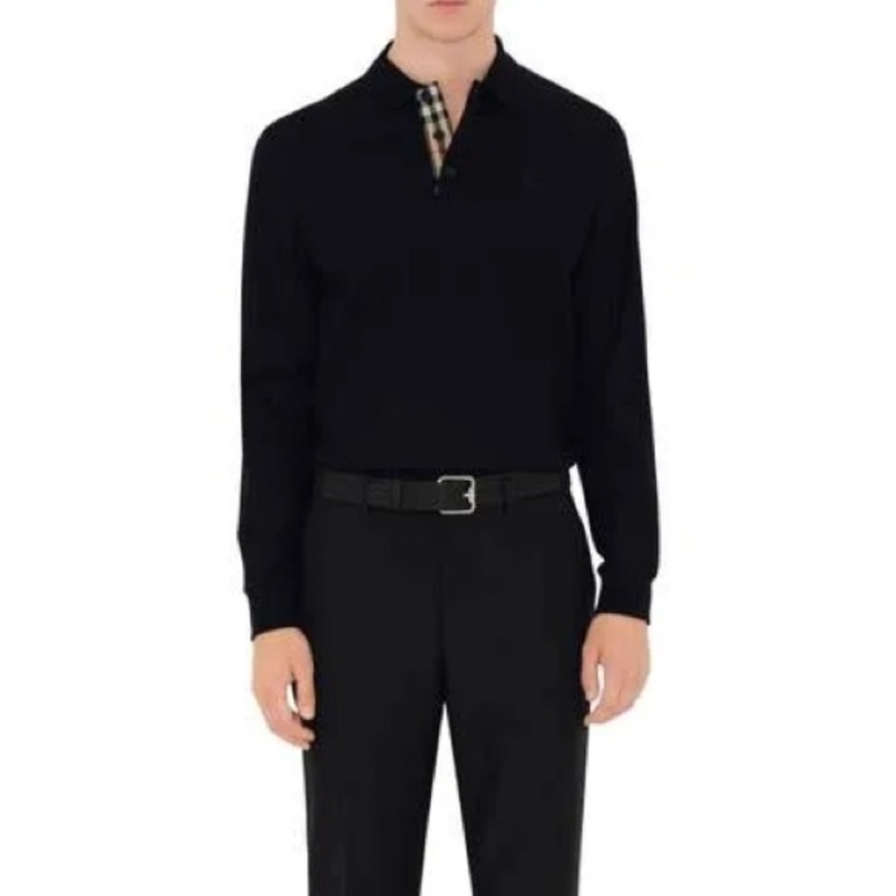 NWT Burberry Black Long Sleeve Cotton Shirt with small cuts in sleeve - Picture 2 of 16